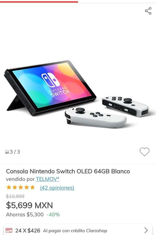 Claro Shop: Nintendo switch oled Oferta $5699