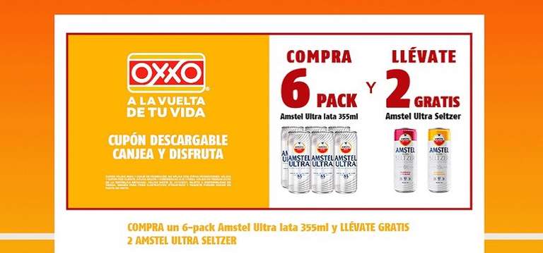 Oxxo: Compra 6 pack Amstel Ultra y llévate 2 Ultra Seltzer gratis