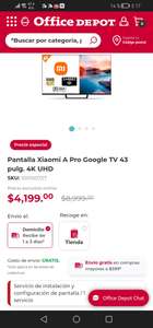 Office Depot: Pantalla Xiaomi tv a Pro 43 Pulgadas