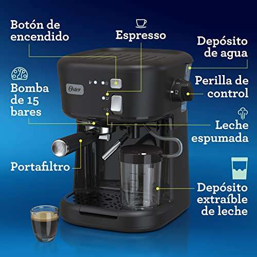 Amazon: OSTER - Cafetera para Espresso & Cappuccino con Sistema Espumador de Leche