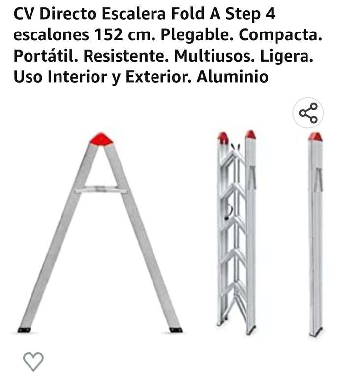 Amazon: Escalera Fold A Step 5 escalones CV Directo | Escalera portátil de 182 cm, Plegable, Compacta, Resistente y Ligera