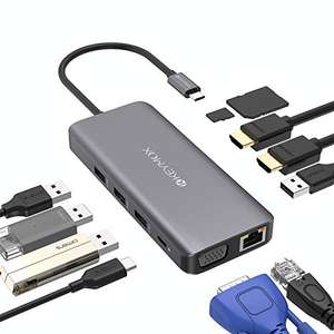 Amazon: Adaptador/Hub usb C, 11 en 1, pantalla triple (HDMI dual 4K y VGA), LAN Ethernet de 1 Gbps, 100 W PD, 4 USB, tarjetas SD (2x$566)