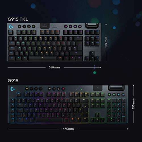 AMAZON: Logitech G915 TKL Teclado Gaming sin teclado númerico, RGB LIGHTSYNC, Bluetooth, Tactile GL Switch - Carbón - (Teclado en Ingles)