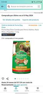 Amazon: Dog Chow 7.5 kg Razas Minis y Pequeñas con Planea y Cancela