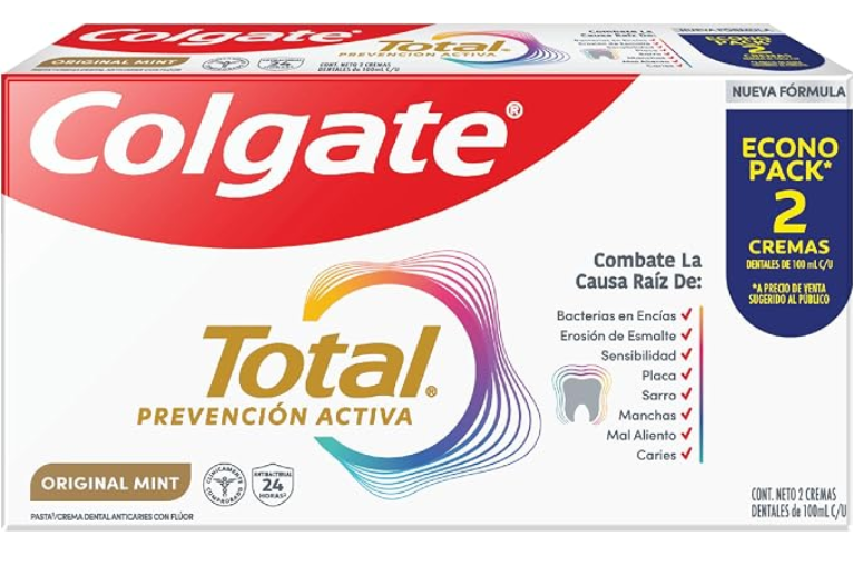 Amazon: Colgate Total Original Mint, Pasta Dental 2x100ml (planea y ahorra y 3x2) (comprando 10 queda en 40.91 c/u)