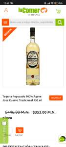 La comer: Tequila tradicional 950ml 3 piezas ($270 p/pieza) | | Precio agregando al carrito
