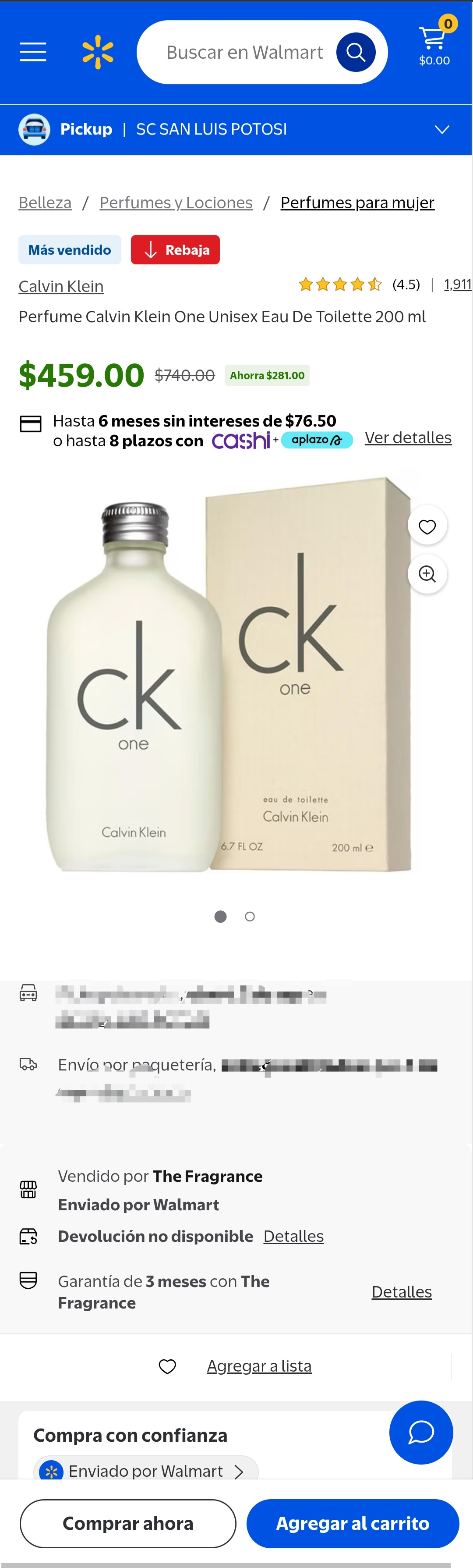 WALMART: CALVIN KLEIN ONE 200 ML