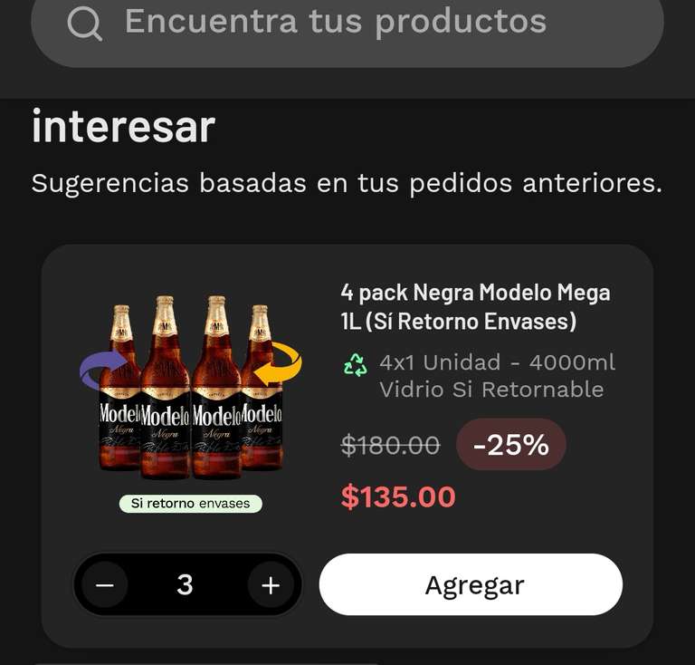 TaDa Delivery: Cerveza Negra modelo 25% de descuento