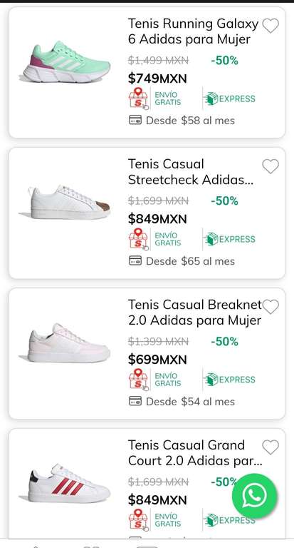 Sears: 50% en calzado Adidas (tenis desde $650)