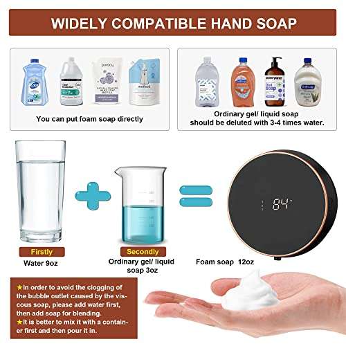 Amazon: Dispensador automático de jabón espumoso,montaje en pared, dispensador de jabón recargable sin contacto, para baño, cocina, comercio