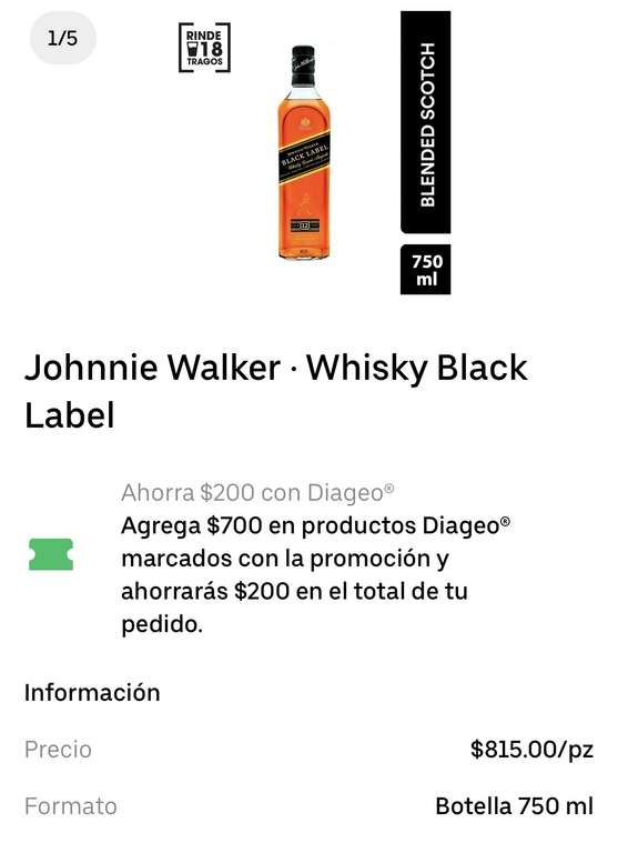 Cornershop: Chedraui Whisky Black Label 750ML