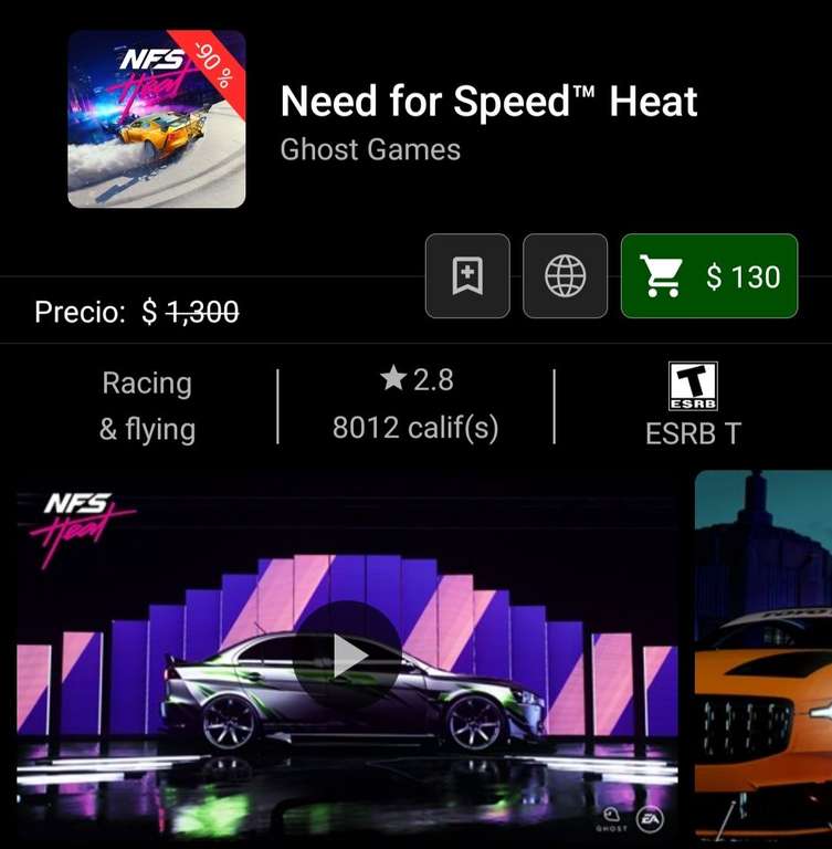 SAGA NEED FOR SPEED REBAJA EN XBOX | Ejemplo: Need for speed rivals