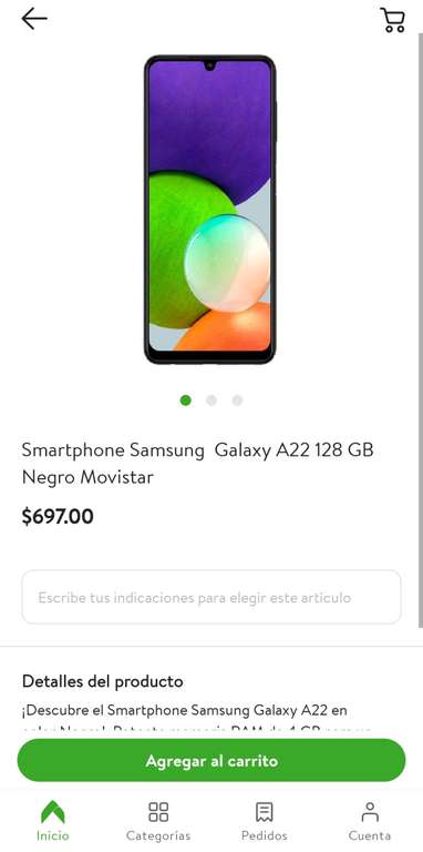 Bodega Aurrera: Celular Samsung Galaxy A22