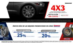 Llantas Costco 4X3 (25%) varias marcas o 20% comprando dos llantas