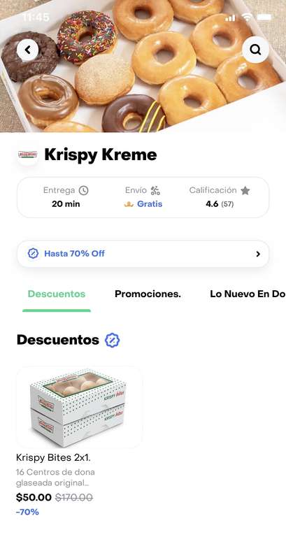 Dos cajitas de Krispy bites por $50 en rappi