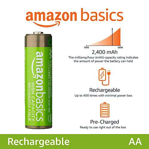 Amazon: 16 Baterias AA recargables 2400 mAh