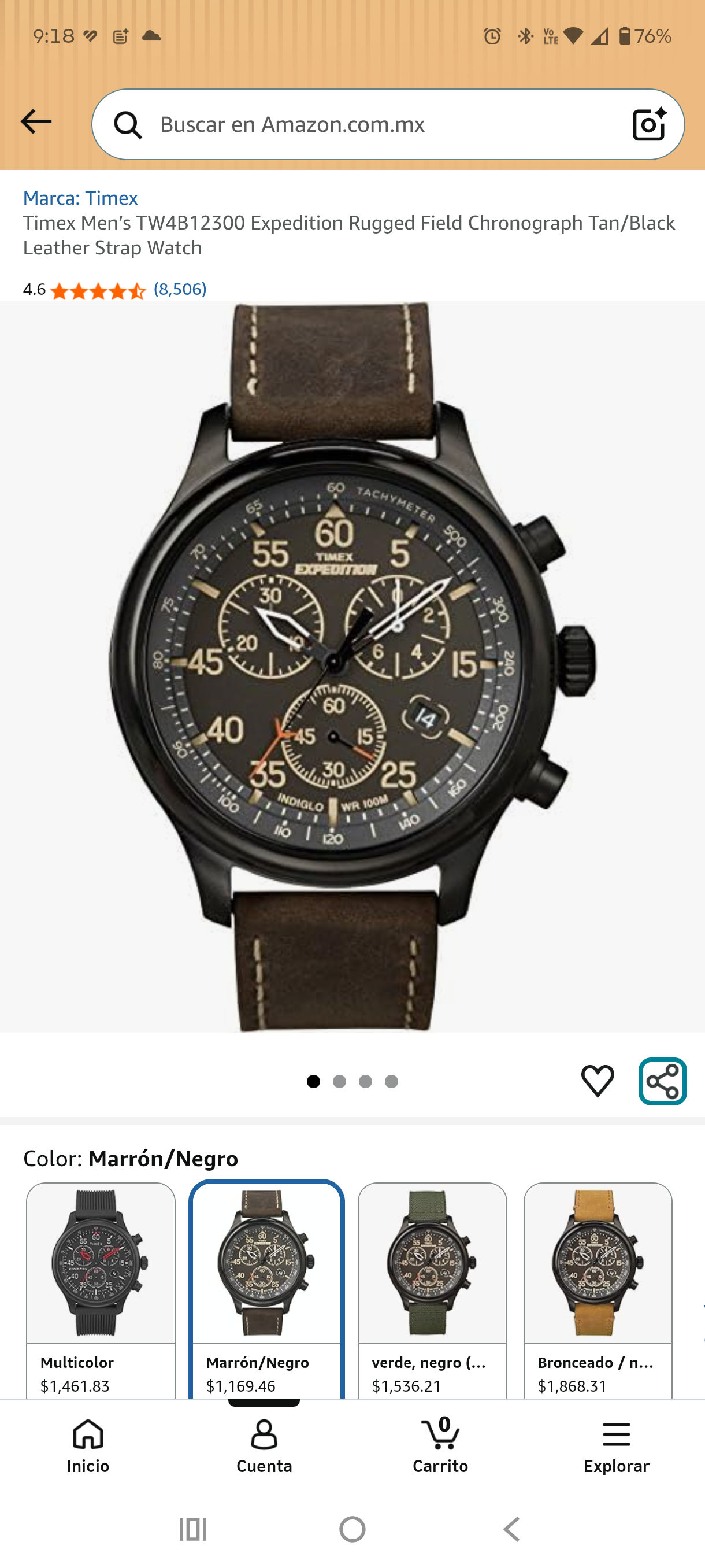 Amazon: Reloj Timex Men’s TW4B12300 Expedition | Cronógrafo | 100 Metros de resistencia