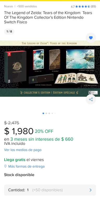 Mercado Libre: Zelda tears of the kingdom edición coleccionista