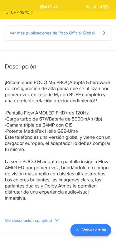Mercado Libre: Celular Xiaomi Poco M6 Pro 4g Dual