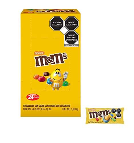 Amazon: M&Ms Chocolate 24 Pack Chocolate con Cacahuate, 44.3g c/u. 1kg Total
