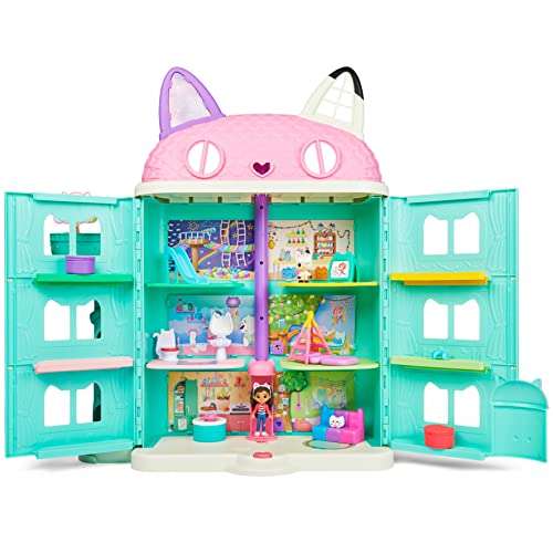 Amazon: Gabby's Dollhouse Purrfect Dollhouse with 2 Toy Figures, 8 Furniture Pieces, 3 Accessories, 2 Deliveries and Sounds