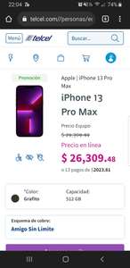 iPhone 13 Pro Max 512Gb Telcel