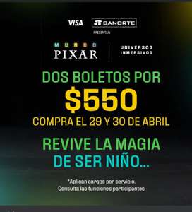 Ticketmaster: Mundo Pixar 2x$550 + cargos | 29 y 30 de abril
