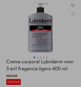Walmart: Crema Lubriderm Men 3 en 1 400ml, 2 x $110
