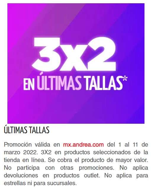 3x2 en últimas tallas en Andrea (Vans, Puma, Adidas y más) -  promodescuentos.com