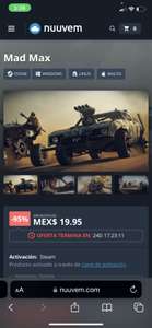 Nuuvem: MAD MAX Y MÁS JUEGOS A MENOS DE $20