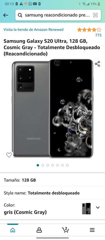 Amazon: Samsung Galaxy S20 Ultra Reacondicionado