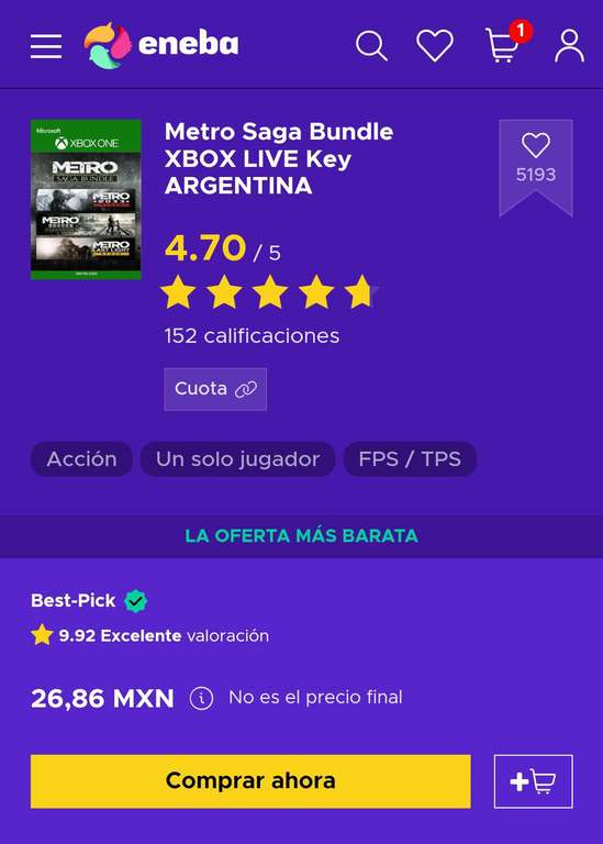 [ENEBA] Metro Saga Bundle XBOX LIVE Key ARGENTINA