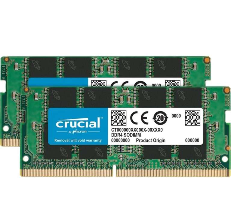Amazon: Crucial Memoria RAM para laptop de 32 GB (2 x 16 GB) DDR4 3200 MHz CL22 (o 2933 MHz o 2666 MHz) | Oferta de Prime Day