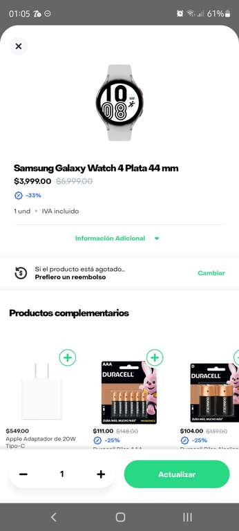 Samsung Galaxy Watch 4 44 mm Plata