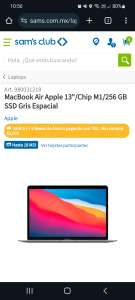 Sam's Club: MacBook Air Apple 13"/Chip M1/256 GB SSD Gris Espacial con TDC a 18Msi
