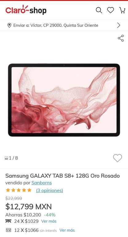 Claro Shop: Samsung Galaxy Tab S8+ 128gb CLAROSHOP