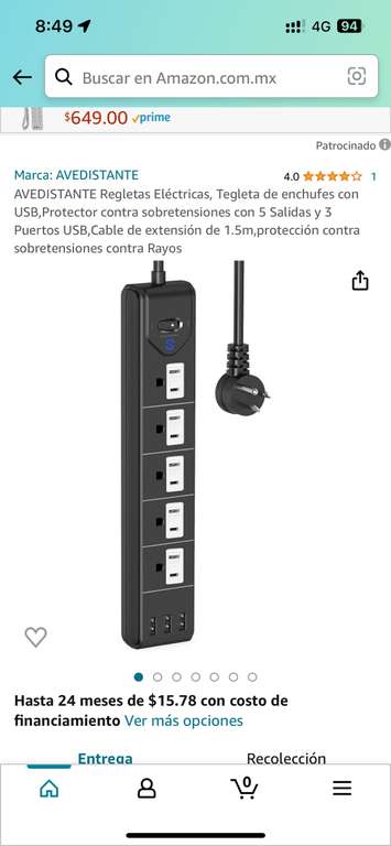 Amazon: REGLETA Multicontactos con protector sobretenciones