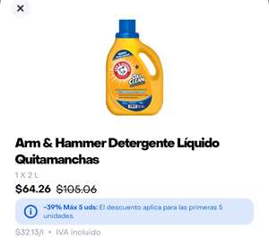 Rappi Turbo: Arm & Hammer Detergente Liquido para ropa 1.8 L