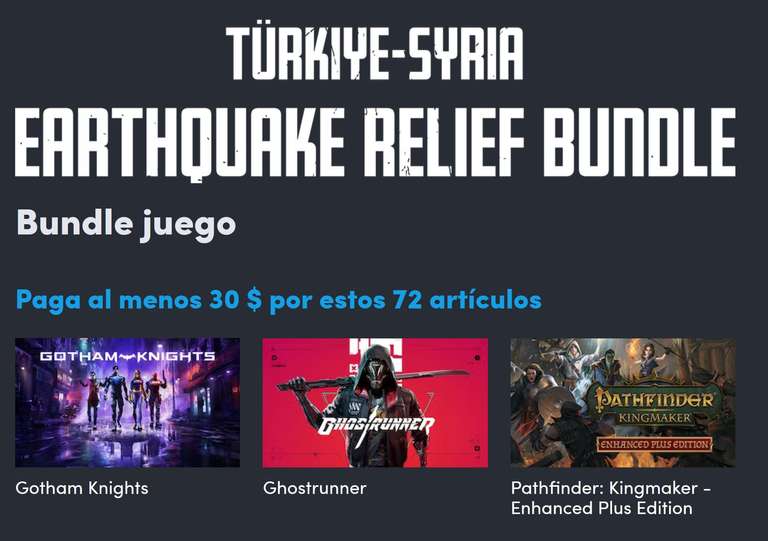 Humble bundle: Earthquake relief Bundle (30 USD)
