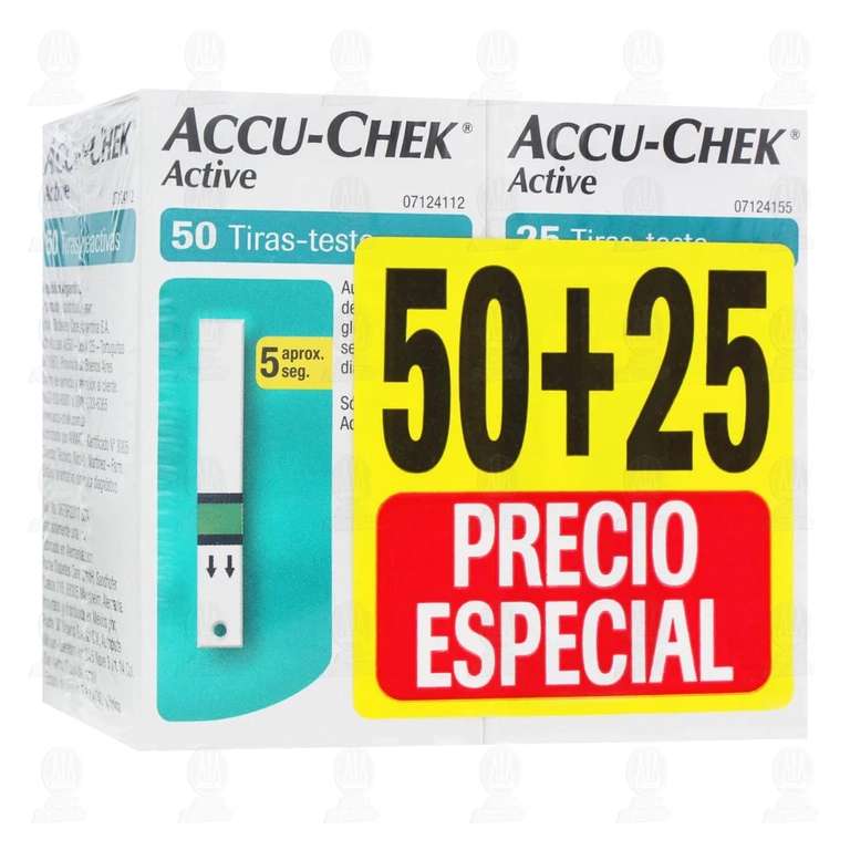 Farmacias Guadalajara - Pack Accu-Chek Active Tiras Reactivas, 2 pzas (75 tiras reactivas)