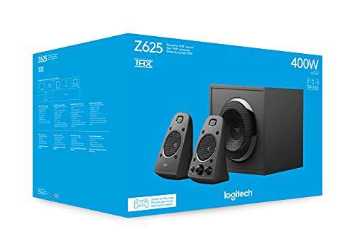 Amazon: Logitech Z625 Sistema de Audio 2.1 Subwoofer, THX, 200W RMS, Graves Profundos, Entrada Óptica 3.5 mm/RCA - Negro