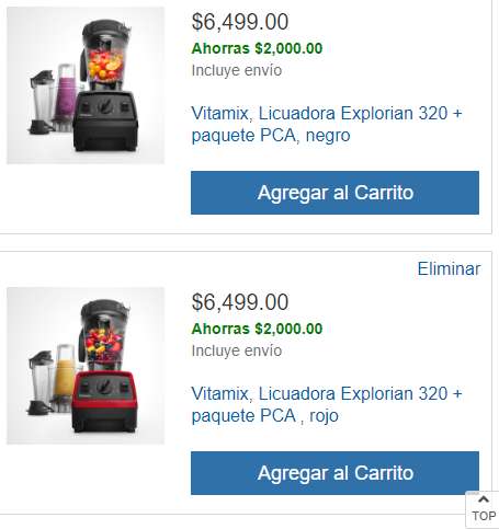 Costco: Vitamix, Licuadora Explorian 320 + paquete PCA (Negra o roja en $5,499 con cupón))