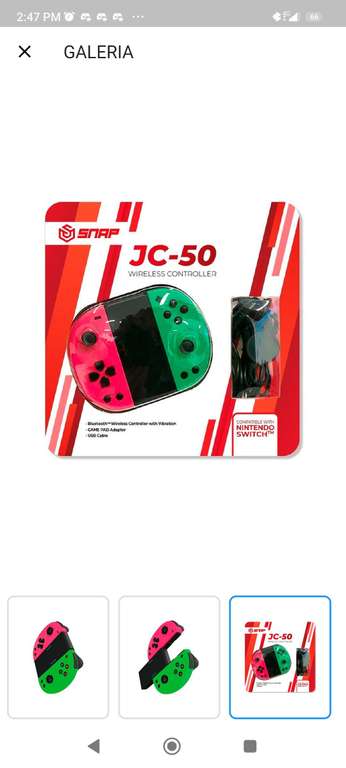 Game Planet , CONTROLES INALAMBRICOS NINTENDO SWITCH SNAP JC 50 PINK GREEN