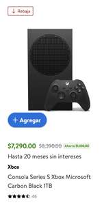 Walmart: Consola Series S Xbox Microsoft Carbon Black 1TB con Amex