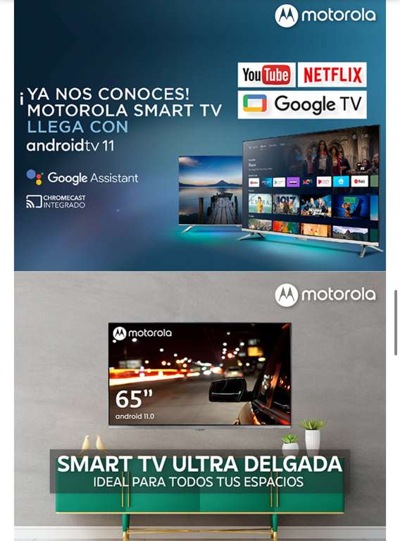 Amazon: Smart tv 4K Motorola 65” QLED MOT65UQE11 Pantalla