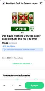 Rappi Turbo: 12 Pack de cerveza Dos Equis x $93.50