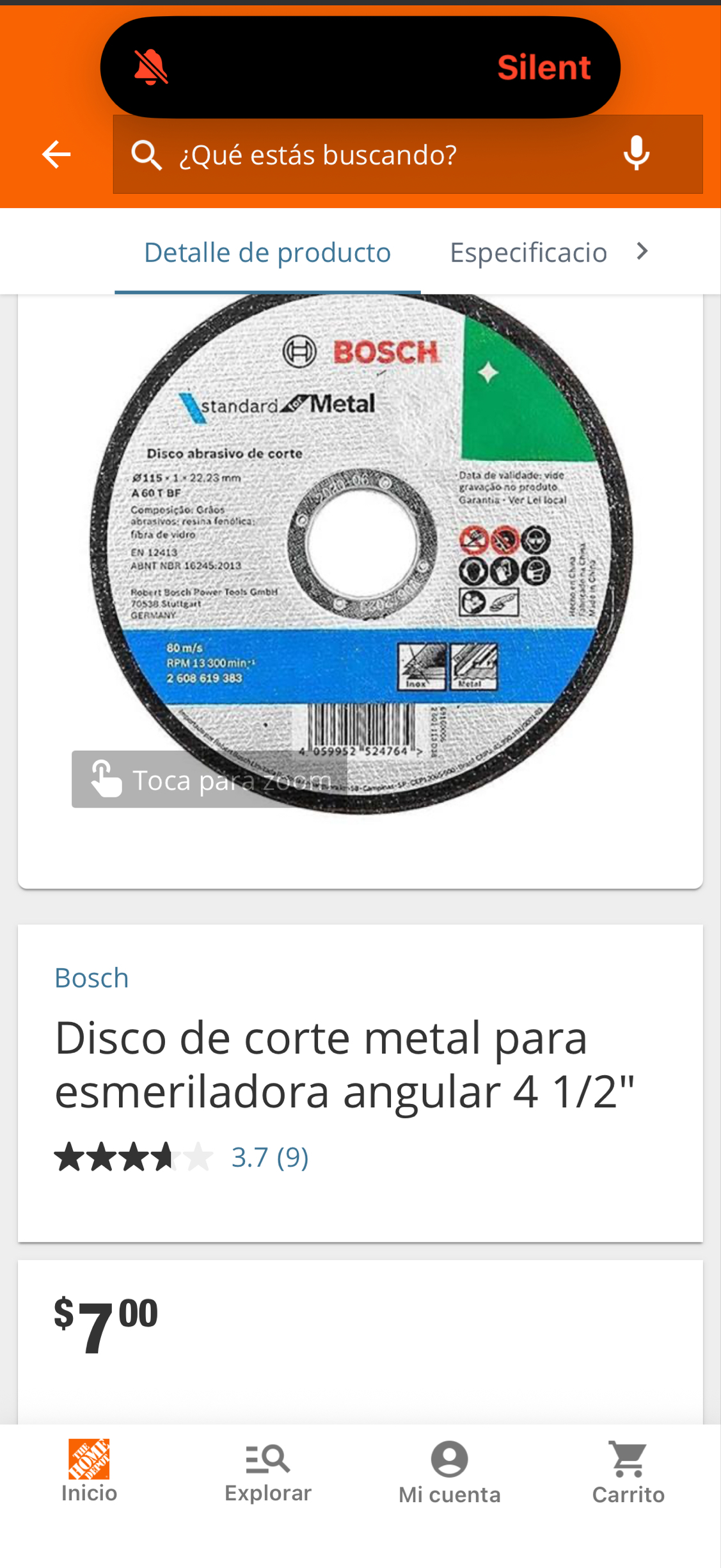 Home Depot: Discos de corte para acero bosch