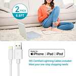 Amazon: Pack 2 Cables Iphone de 2 metros MFi Certificado + 1 Cargador Lightning