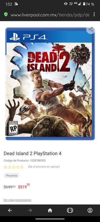 Liverpool Dead island 2 PS4 preventa