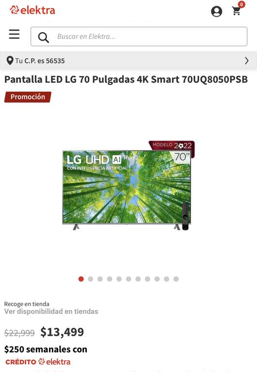 Elektra: LG 70 Pulgadas 4K Smart